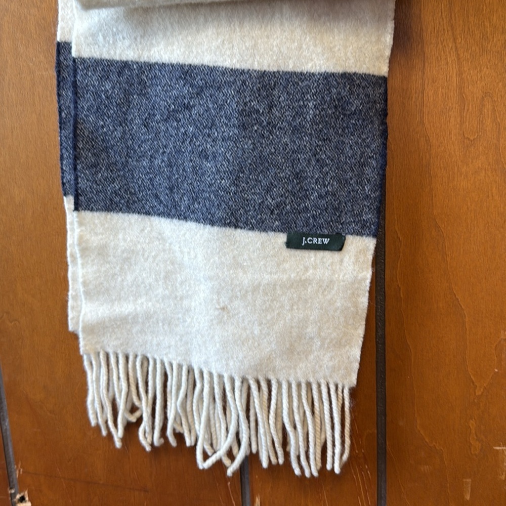 J.Crew Navy and Cream Striped Scarf - Picture 2 of 2